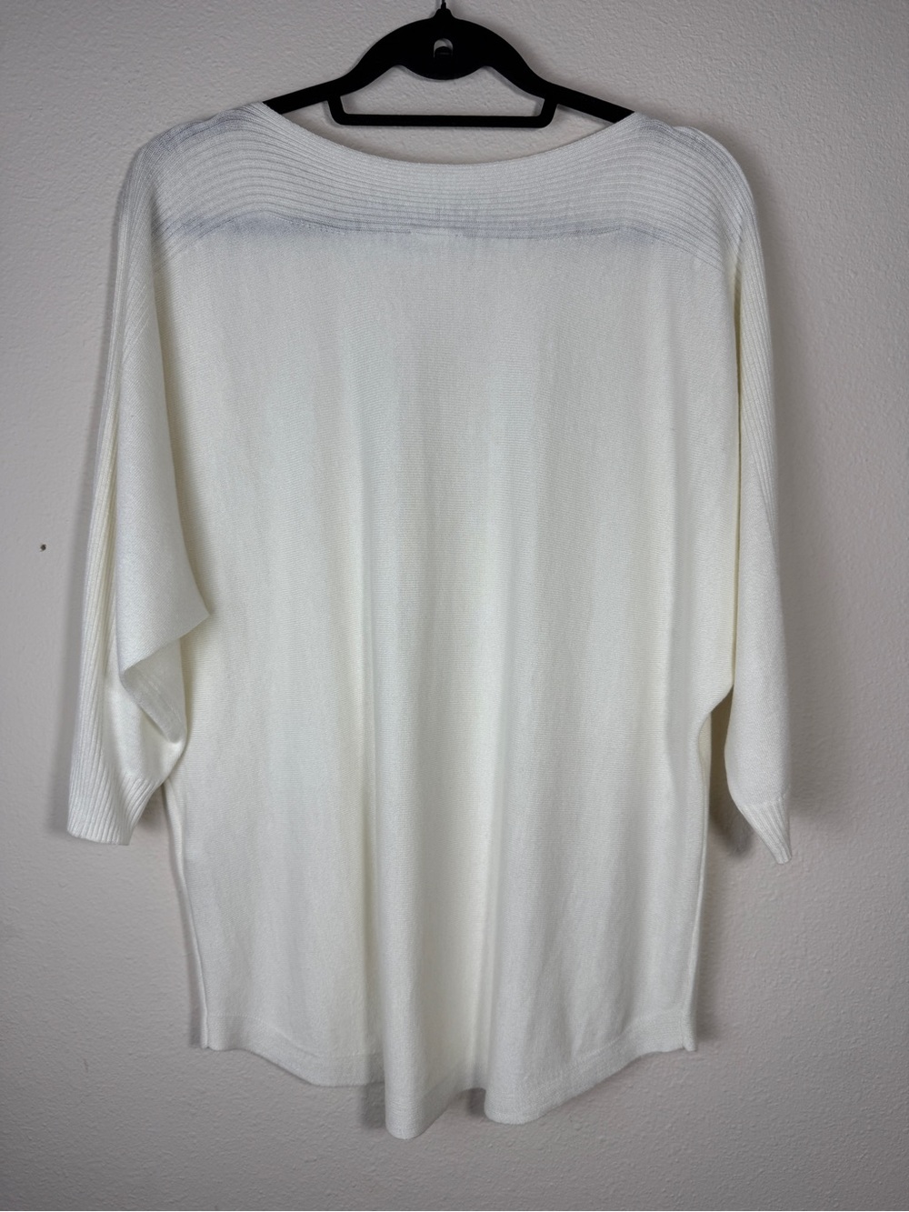 Chico's Womens Sweater Size 2 L White Knit Cashmere Blend Boat Neck Dolman - Picture 8 of 8